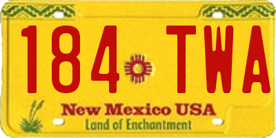 NM license plate 184TWA