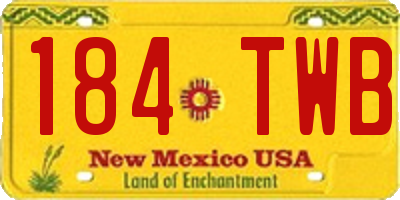 NM license plate 184TWB