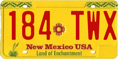 NM license plate 184TWX
