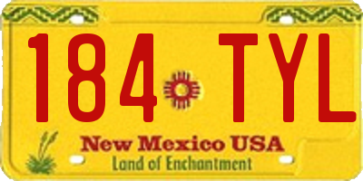 NM license plate 184TYL