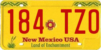 NM license plate 184TZO