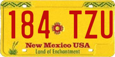 NM license plate 184TZU