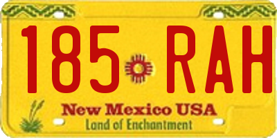 NM license plate 185RAH