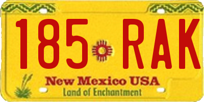 NM license plate 185RAK