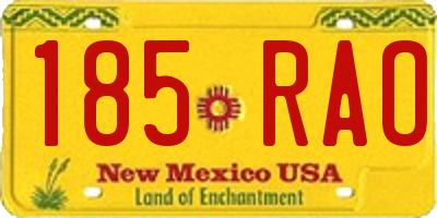 NM license plate 185RAO