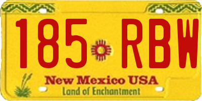 NM license plate 185RBW