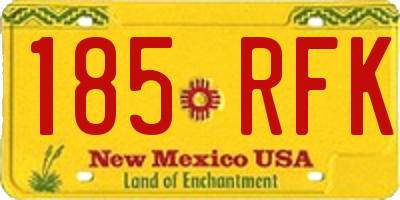 NM license plate 185RFK