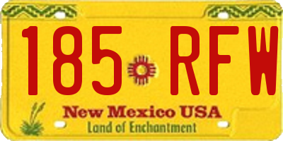 NM license plate 185RFW