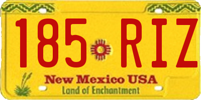 NM license plate 185RIZ