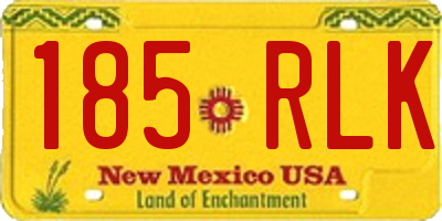 NM license plate 185RLK