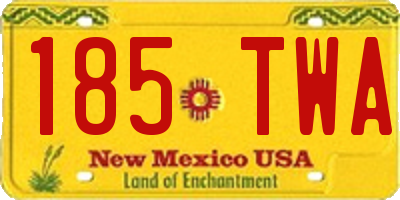 NM license plate 185TWA