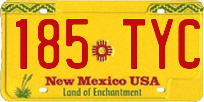 NM license plate 185TYC