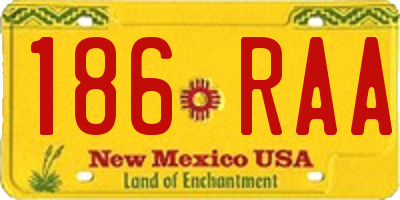 NM license plate 186RAA