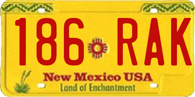 NM license plate 186RAK