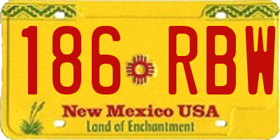 NM license plate 186RBW