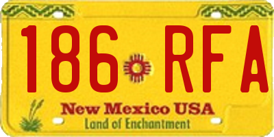 NM license plate 186RFA