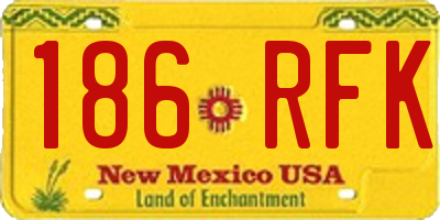 NM license plate 186RFK