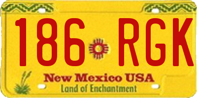 NM license plate 186RGK