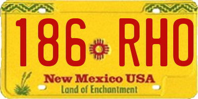 NM license plate 186RHO