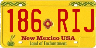 NM license plate 186RIJ