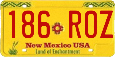 NM license plate 186ROZ