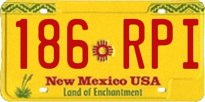 NM license plate 186RPI