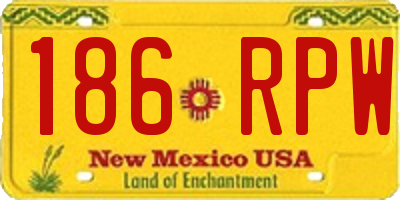 NM license plate 186RPW