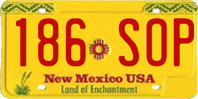 NM license plate 186SOP