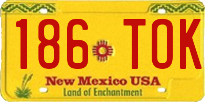 NM license plate 186TOK