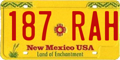 NM license plate 187RAH