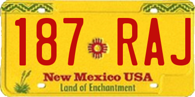 NM license plate 187RAJ