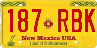 NM license plate 187RBK