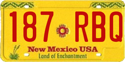 NM license plate 187RBQ