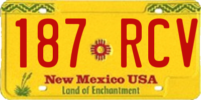 NM license plate 187RCV