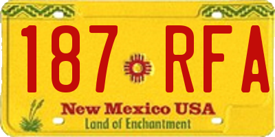 NM license plate 187RFA