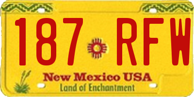NM license plate 187RFW