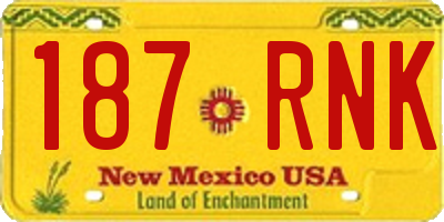 NM license plate 187RNK