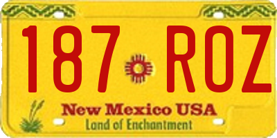 NM license plate 187ROZ