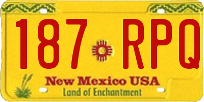 NM license plate 187RPQ