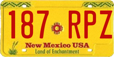 NM license plate 187RPZ