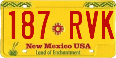 NM license plate 187RVK