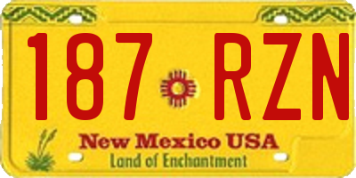 NM license plate 187RZN