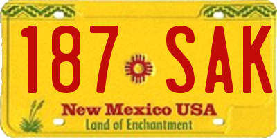 NM license plate 187SAK