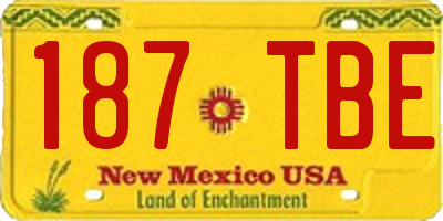 NM license plate 187TBE
