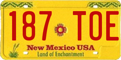 NM license plate 187TOE