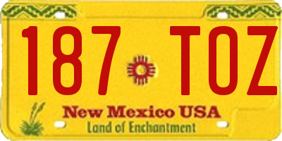 NM license plate 187TOZ