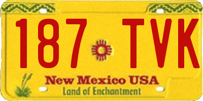 NM license plate 187TVK