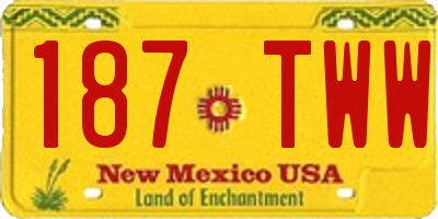 NM license plate 187TWW