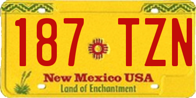 NM license plate 187TZN