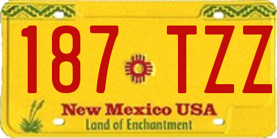 NM license plate 187TZZ